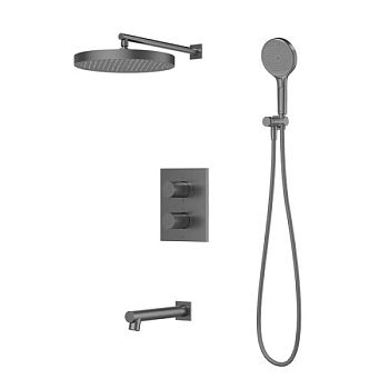 Душевая система IDDIS Duna с тропическим, ручным душем и изливом, термостат, графит матовый (DUNGMSTi68)