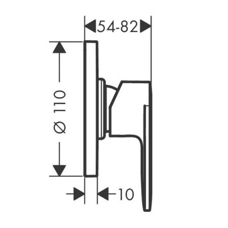 Смеситель для душа, Hansgrohe, Vernis, тип открывания воды-рычажный, тип регулирования воды-керамический картридж, тип установки-встраиваемый, отверстия для монтажа-1, материал ручки-металл, цвет ручки-в цвет смесителя, внутренняя часть-необходимо заказат, артикул 71649670