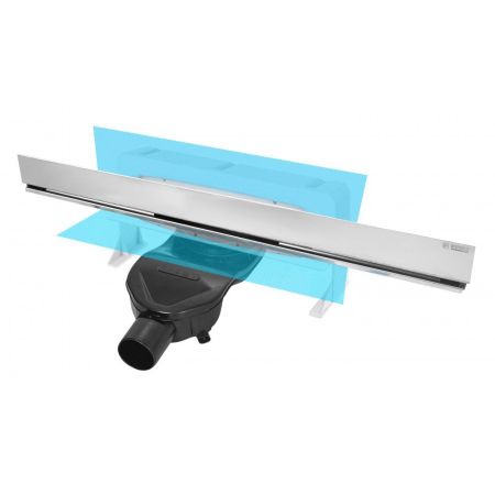 Желоб BERGES водосток WALL 600 пристенный, хром глянец, S-сифон D50 H60 боковой, артикул 091156