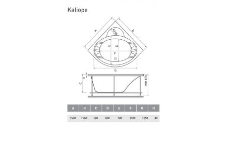 Ванна акриловая Vayer Kaliope Гл000006523, 150x150, артикул Гл000006523