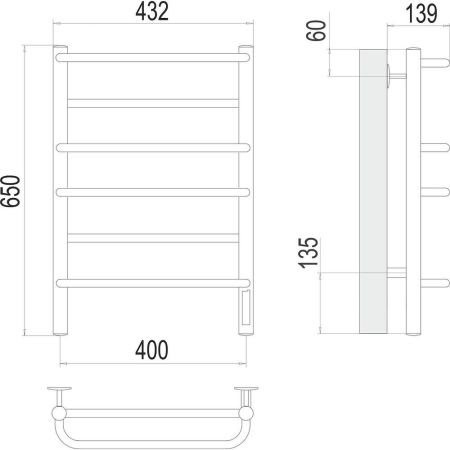 Полотенцесушитель электрический Terminus Евромикс П6 40х65, артикул 4670078531261