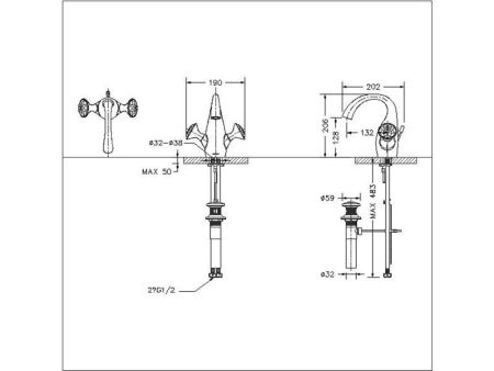 Смеситель для раковины Bravat Swan F14287G-ENG, золото