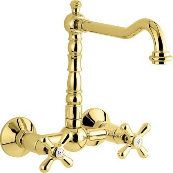 Emmevi Deco Old, настенный двухвентильный кухонный смеситель (поворотный излив 22,5 см), цвет золото