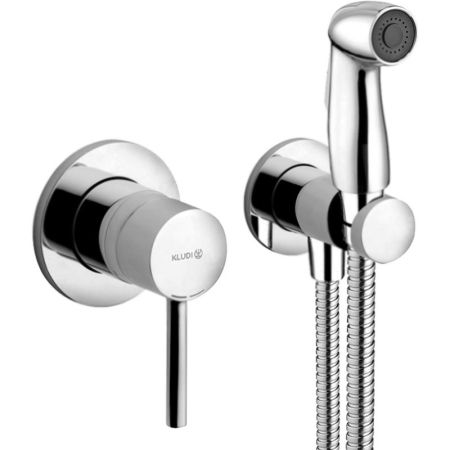 Гигиенический душ, Kludi, BOZZ, "классик" с кнопкой включения воды, встраиваемый смеситель с внутренней частью-в комплекте, шланг-есть, длина шланга, мм-1250, держатель со шланговым подсоединением DN15-в комплекте, материал-латунь, цвет-хром, артикул 389990576