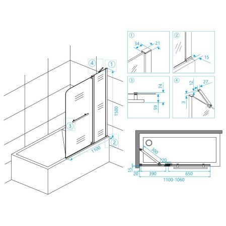 Шторка на ванну RGW SC-03