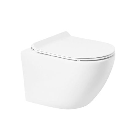 OVALE Унитаз подвесной безободковый с сиденьем в комплекте AM011CHR/SC, артикул AM011CHR/SC