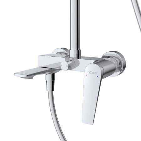 LINER-CVD-GM Душевая стойка со смесителем и изливом, исполнение оружейная сталь, артикул LINER-CVD-GM