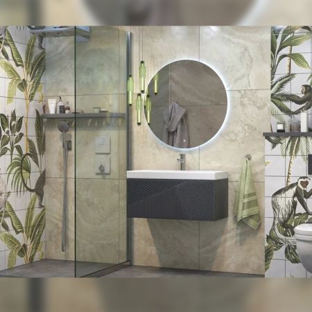 Тумба под раковину подвесная Velvex Edge tp.EDG.9696.80.1Y графит, 80 см, артикул tp.EDG.9696.80.1Y графит