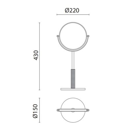 OASIS DEFILE Зеркало косметическое 220х150х430 мм., настольное, увеличительное, цвет хром, артикул 0AGD029CR