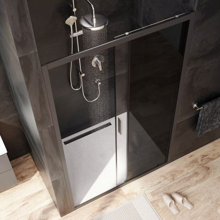 W90G-120-1-195BG Gem Solo Дверь душевая 120х195, стекло тонированное, профиль черный матовый W90G-120-1-195BG Gem Solo Дверь душевая 120х195, стекло тонированное, профиль черный матовый