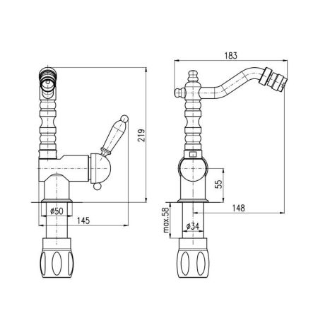 Смеситель для биде Rav Slezak LABE L508.5/9SM, бронза, артикул L508.5/9SM