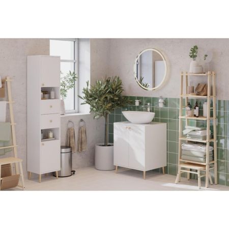 Тумба с раковиной напольная Dreja Luno 60 см, белый, артикул 99-2001-com