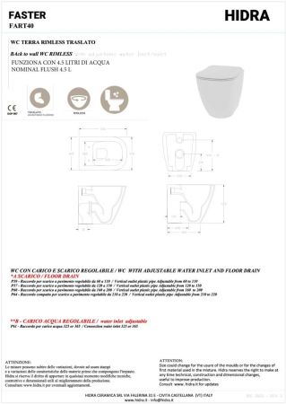 Hidra Faster, напольный безободковый унитаз c крепежом, 53x36,5 см, цвет белый матовый, артикул FART40/006