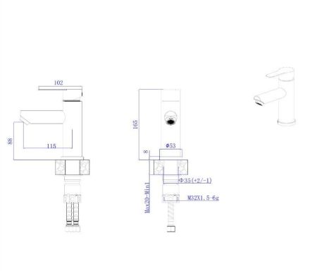 Смеситель для умывальника RUSH Santiago черный (SUS1116-11Black), артикул SUS1116-11Black