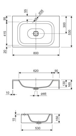 Консольная раковина из литьевого мрамора CEZARES TITAN-LVB-SOSPESO, артикул TITAN-1000-LVB-SOSPESO
