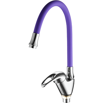 Смеситель для кухни с гибким изливом FASHUN A4403+A7254, хром/фиолетовый
