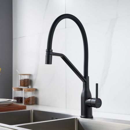 Смеситель для кухни с гибким изливом Shevanik S343H-3, черный