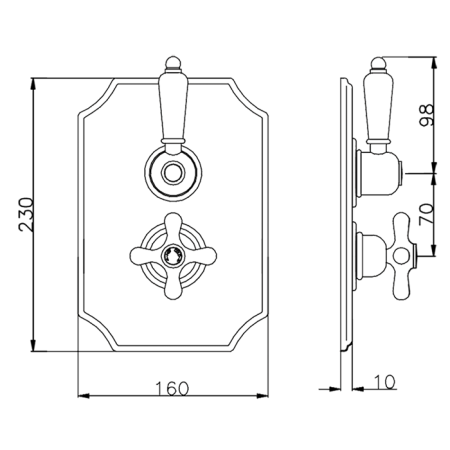 CISAL Arcana Toscana Внешняя часть термостатического смесителя с переключателем, цвет золото/белый, артикул TS00728024