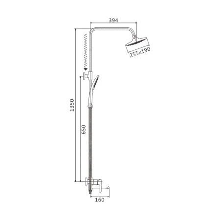 Душевая система Shevanik S6036F, белый/хром