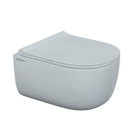 Комплект BERGES для монтажа  подвесного унитаза: инсталляция NOVUM525, кнопка F5 черная Soft Touch, унитаз EGO Rimless, сидение дюропласт Toma Slim SO микролифт, быстросьем, артикул 047255