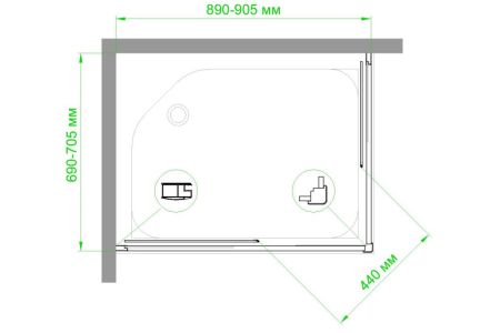 Душевой уголок Royal Bath RB HPD-C 90х70х200 (матовое), артикул RB7090HPD-C