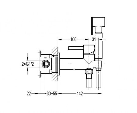 Гигиенический душ со смесителем CEZARES LIBERTY-F-DIF арт. LIBERTY-DIF-BORO, артикул LIBERTY-DIF-BORO