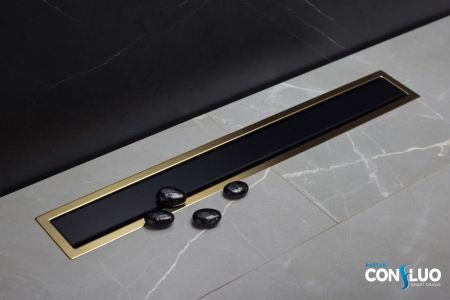 Душевой лоток Pestan Confluo Premium Line 750 Black Glass Gold, артикул 13100117