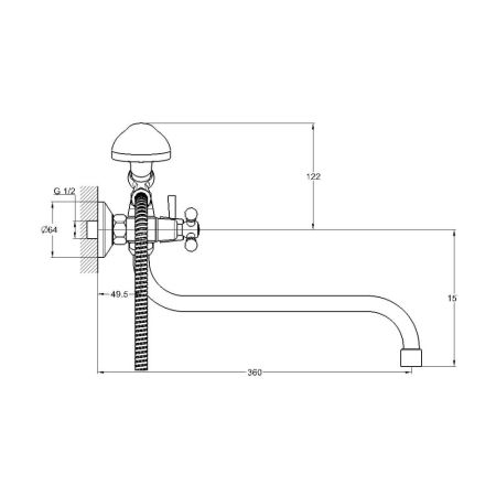 Смеситель для ванны G.Lauf JMX7-A605, хром