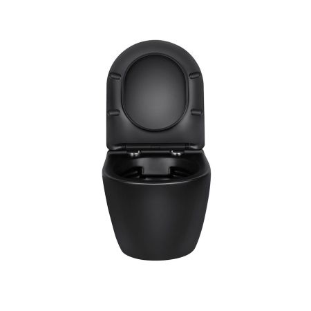 Унитаз подвесной Globo VT1-14SMB безободковый, цвет матовый черный, ультратонкое сиденье soft-close, артикул VT1-14SMB