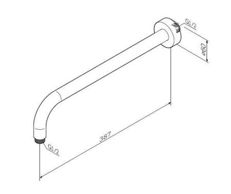 F0500701 Держатель для верхнего душа 390 мм, хром, шт., артикул F0500701