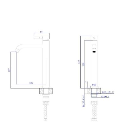 Смеситель для умывальника RUSH Melos высокий черный (SUS1101-12Black), артикул SUS1101-12Black