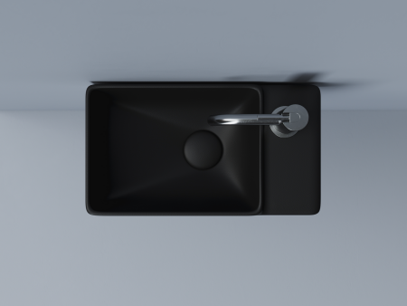 Умывальник подвесной прямоугольный (чаша слева, отверстие под смеситель справа) цвет черный матовый Элемент (Element) 395x220x125мм, артикул CN5045MB