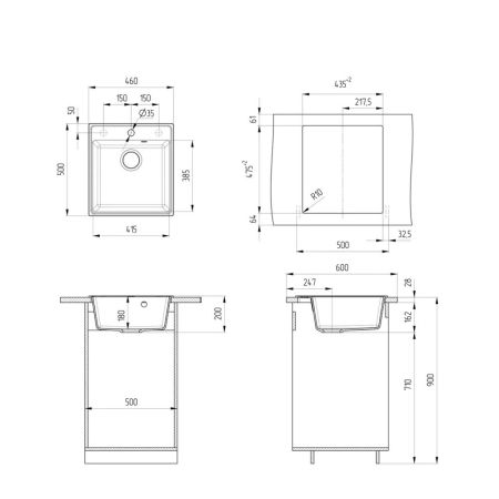 Кухонная мойка Ulgran Quartz Forte 460-10, песок, артикул Forte 460-10