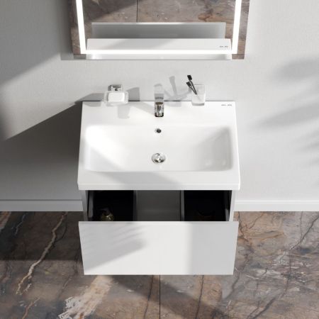 M90FHX06021WG GEM, База под раковину, подвесная, 60 см, 1 ящик push-to-open, цвет: белый, глянец, артикул M90FHX06021WG