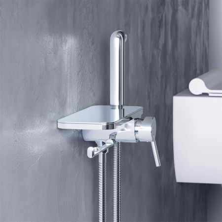 773500001 Jupiter, смеситель монтируемый в стену с гиг. душем и полкой, хром, артикул 773500001