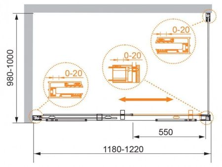 Душевой уголок CEZARES PREMIER-SOFT-AH-1, артикул PREMIER-SOFT-W-AH-1-140/80-C-Cr-IV