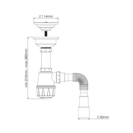 Сифон для кухонной мойки Nova NV1042, большая колба, артикул NV1042