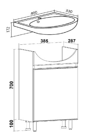 Тумба Runo Лада 40 графит под умывальник 00-00001179 (Mango 40) (00-00001195), артикул 00-00001195