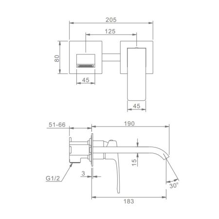 Смеситель для раковины встраиваемый Raglo R02.11.09, графит, артикул R02.11.09