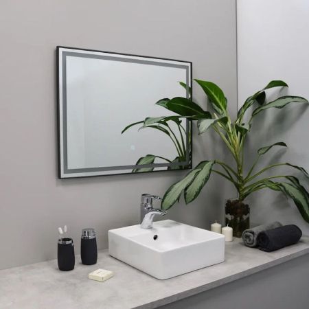 Зеркало с подсветкой LED Fixsen FX-2090F прямоугольное 90х70 см, графит, артикул FX-2090F