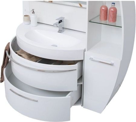 Тумба с раковиной De Aqua Эскалада 100 R белый, подвесная с ручкой, артикул 00212675