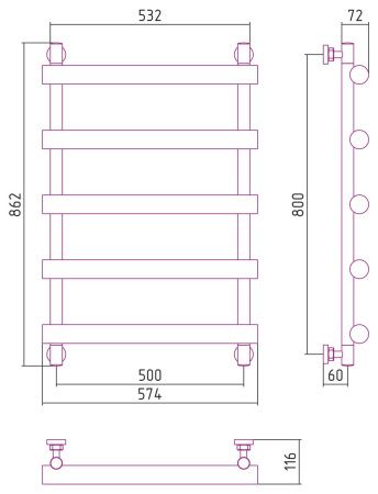 Полотенцесушитель водяной АТЛАНТ 800х500 (Матовый Белый) Полотенцесушитель водяной АТЛАНТ 800х500 (Матовый Белый)