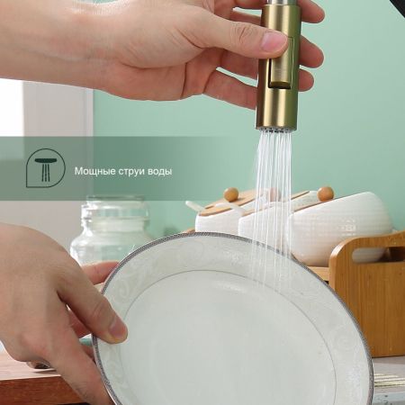 Смеситель для кухни с выдвижным изливом Splenka S204.49.03, золотой сатин