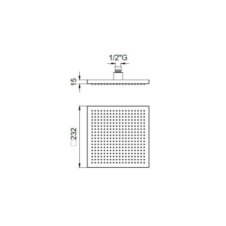 ALMAR Верхний душ 230х230 мм без держателя, цвет Gun Metal Brushed PVD, артикул E044298.GM