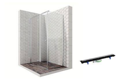 Душевой уголок Ambassador Diamond 12011104L-PR3, прямоугольный, линейный трап, 120х80