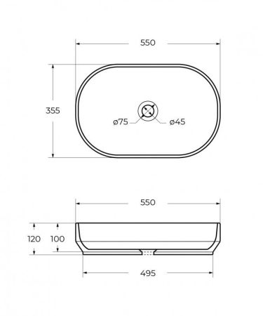Раковина накладная керамическая CZR-6594, артикул CZR-6594