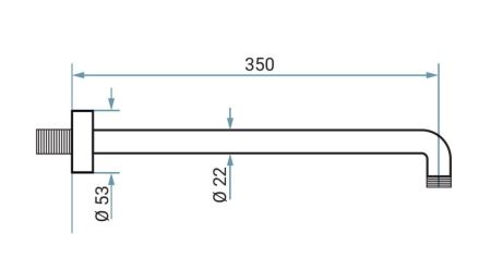 Emmevi, настенный круглый кронштейн 35 см, для верхнего душа, подключение 1/2", цвет брашированный никель, артикул C00679mm350/NS