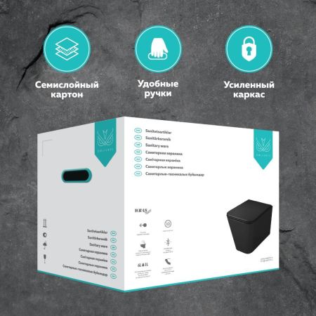 Унитаз подвесной  безободковый OWL Vatter Ruta-H  Matt Black с сиденьем DP микролифт