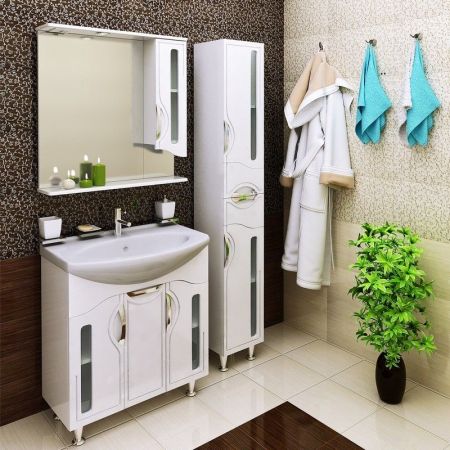 Зеркало со шкафом Runo Толедо 75 4620750023478 с подсветкой Белое, артикул 4620750023478