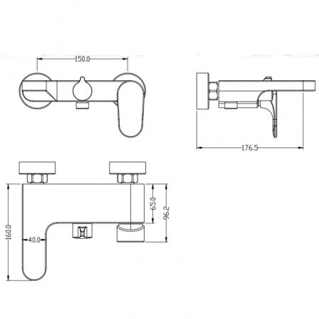 Смеситель для ванны SPECTRE черный матовый